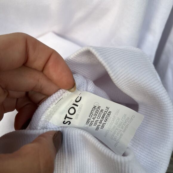 STOIC Midweight 100% Cotton WhiteEmbroidered Logo Hoodie-Size XS Gorpcore - Picture 7 of 8